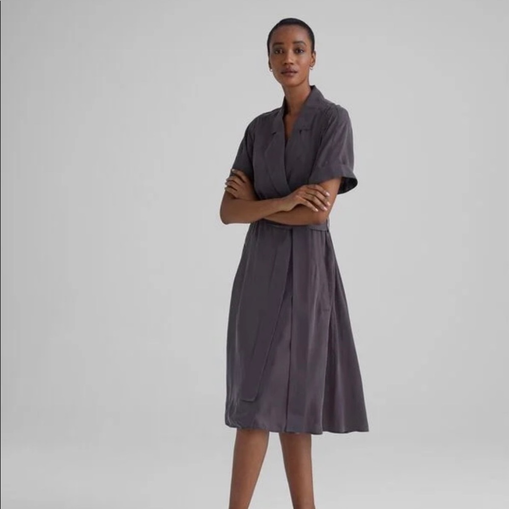 NWT Club Monaco short sleeve satin trench dress. 100% cupro